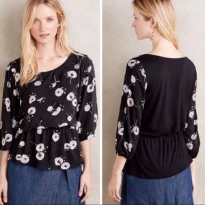 Anthropologie Deletta black Dandelion Blouse Med